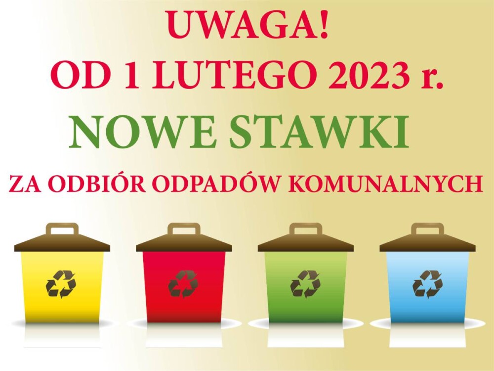 Zmiana stawki za gospodarowanie odpadami komunalnymi od 1 lutego 2023 r.