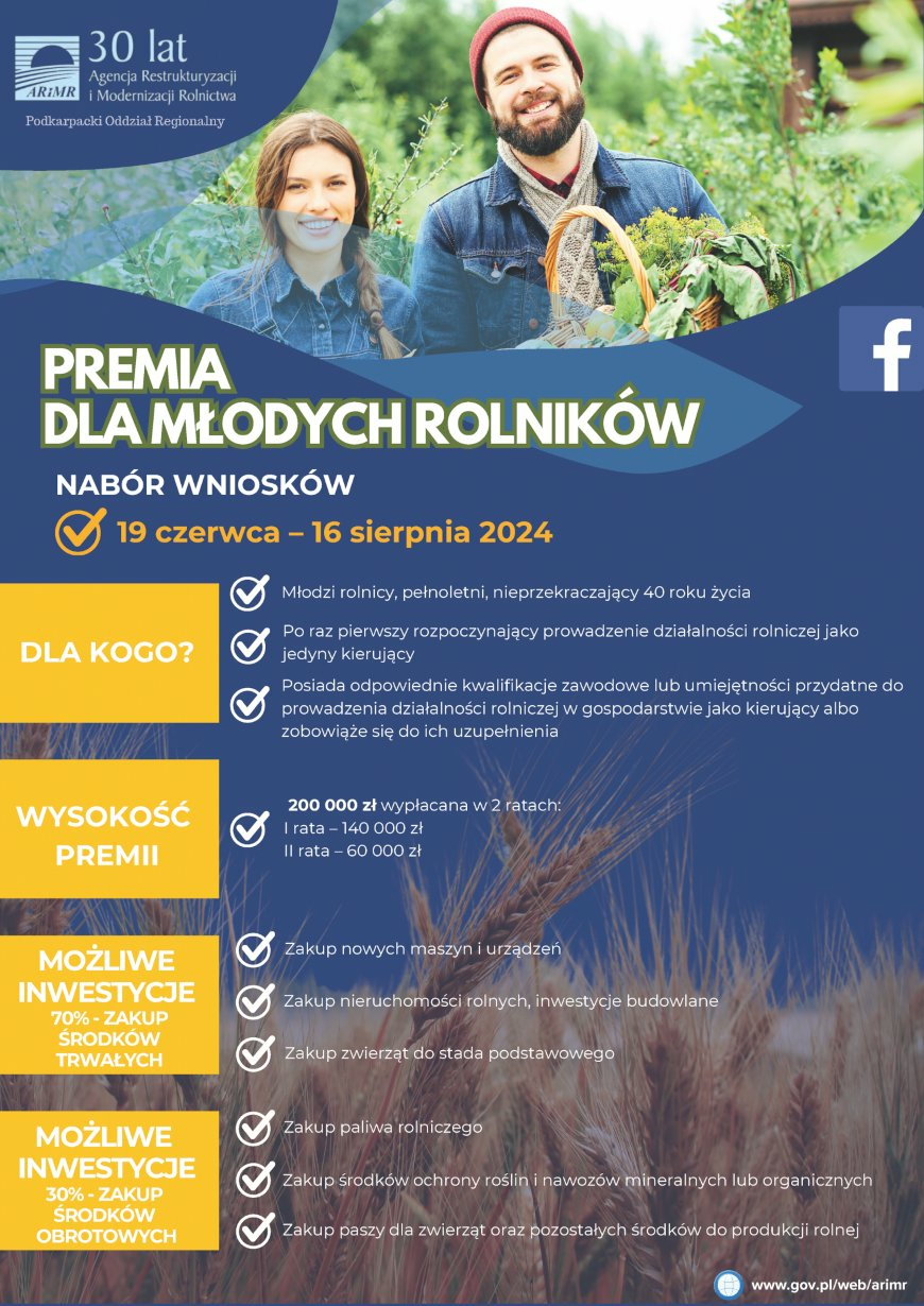 Plakat Premia dla młodych rolników