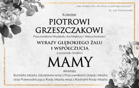 Kondolencje dla Piotra Grzeszczaka - grafika