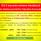 Informacja o zmianie lokalizacji punktu Selektywnej Zbiórki Odpadów Komunalnych w Jarosławiu