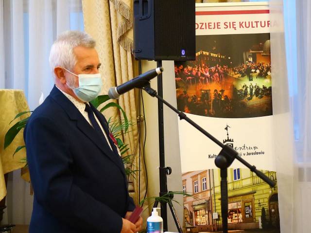 Przemówienie Piotra Skrzypczaka - Sekretarza Generalnego ZG PZK, honorowego członka jarosławskiego oddziału.