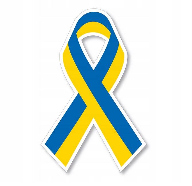 Wstążka w barwach Ukrainy - niebieskim oraz żółtym.